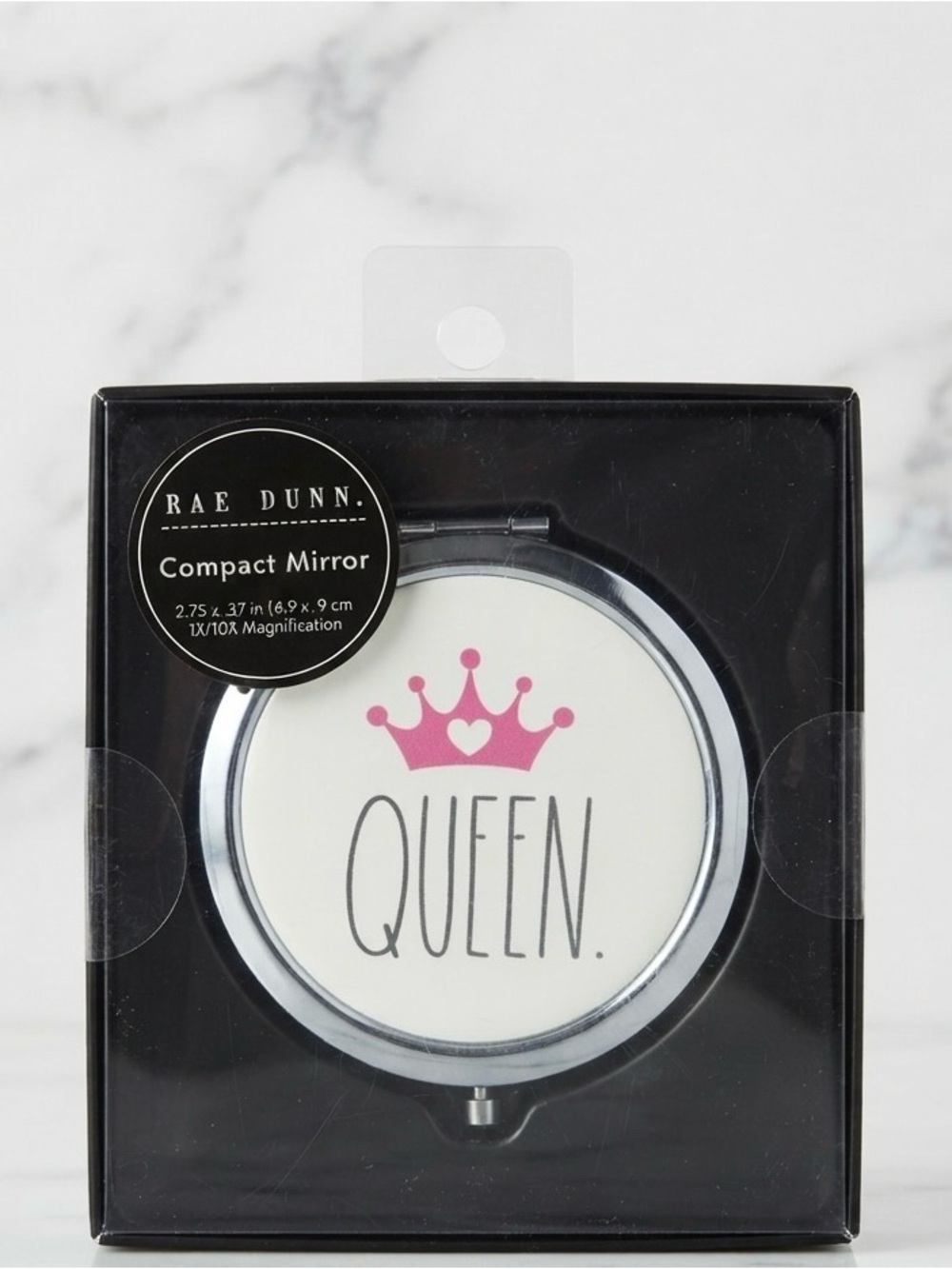 Rae Dunn 'Queen' Compact Mirror - Pink Crown